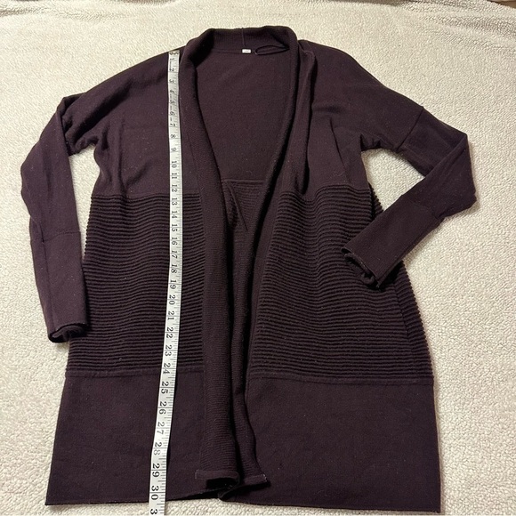 Lululemon Sit In Lotus Wrap Knit Cardigan Sweater Black Cherry Purple - Picture 6 of 15